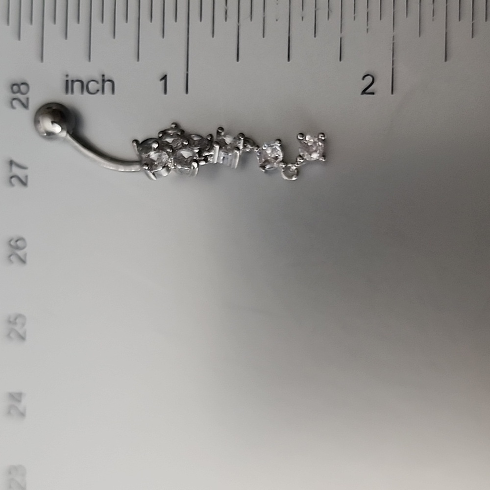 FLOWER Crystal BELLY BUTTON RING Multi GEMS - Picture 3 of 4